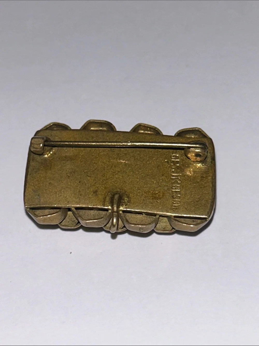 Watch Fob - Vintage German Enamel Brass  Brooch Pin